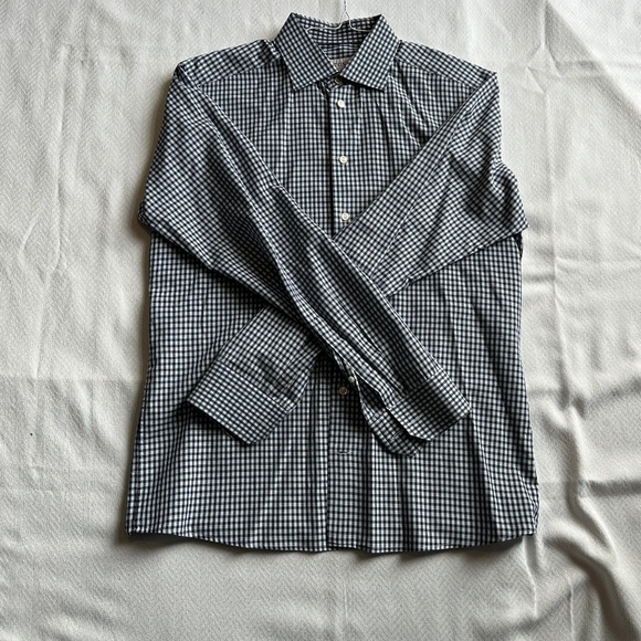 Eton Men's Dress Shirt, Size 43 or 17 slim, Black and White Check - Picture 1 of 12